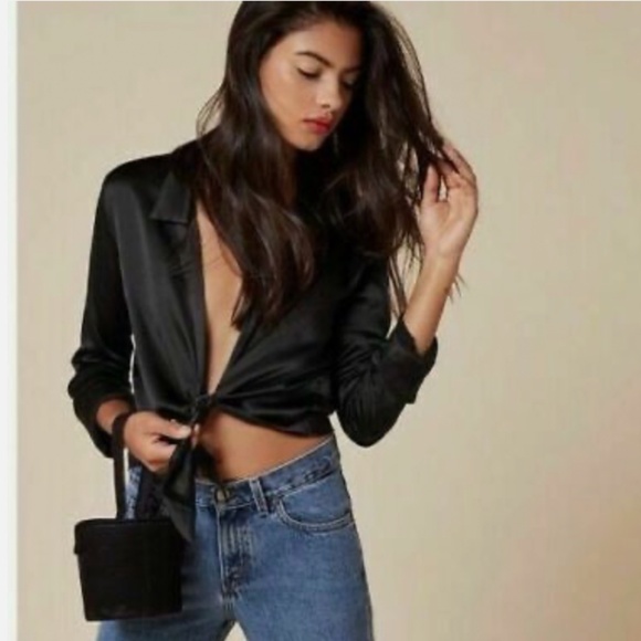 Reformation Basinger Silk Tie Collar Top size XS - Picture 3 of 6